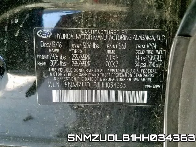5NMZUDLB1HH034363 фото 2