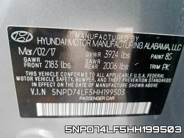 5NPD74LF5HH199503 фото 2