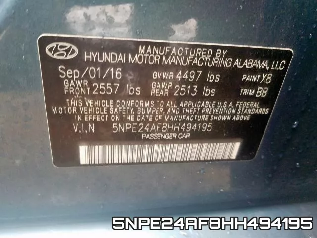 5NPE24AF8HH494195 фото 2