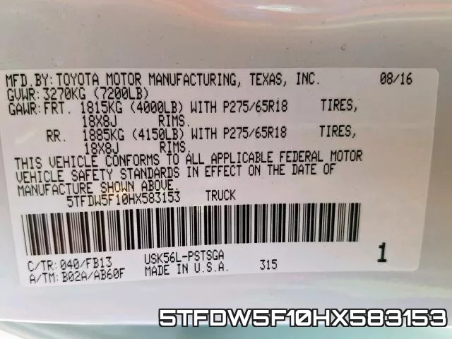 5TFDW5F10HX583153 фото 2