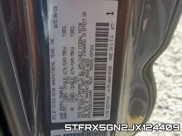5TFRX5GN2JX124409 фото 2