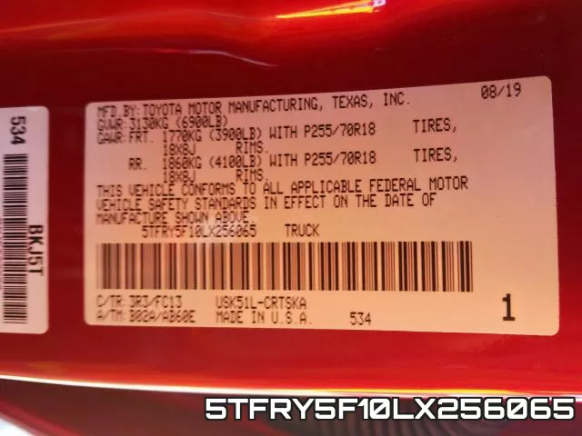 5TFRY5F10LX256065 фото 2