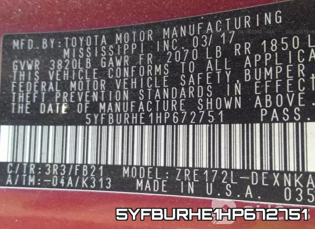 5YFBURHE1HP672751 фото 10