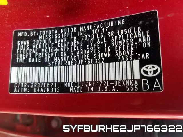 5YFBURHE2JP766322 фото 2