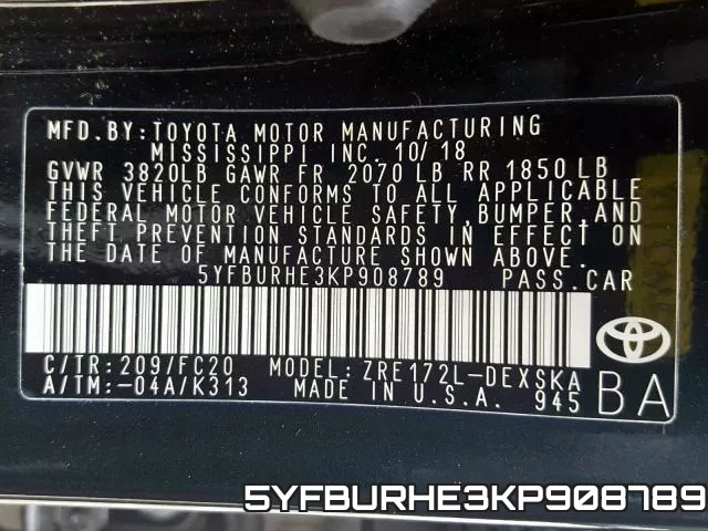 5YFBURHE3KP908789 фото 2