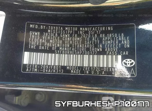 5YFBURHE5HP700177 фото 10