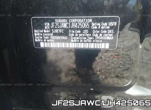 JF2SJAWC1JH425065 фото 10