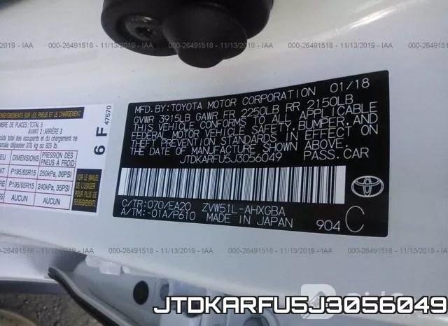 JTDKARFU5J3056049 фото 10