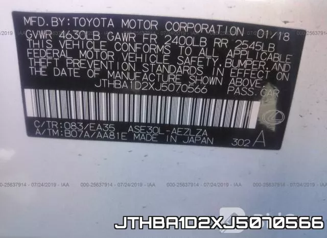 JTHBA1D2XJ5070566 фото 10