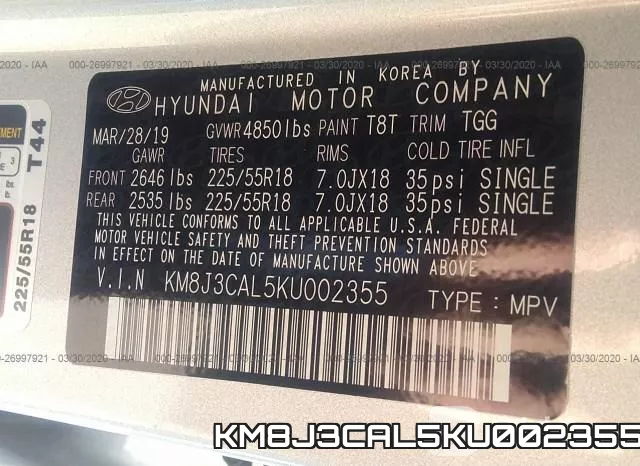 KM8J3CAL5KU002355 фото 10