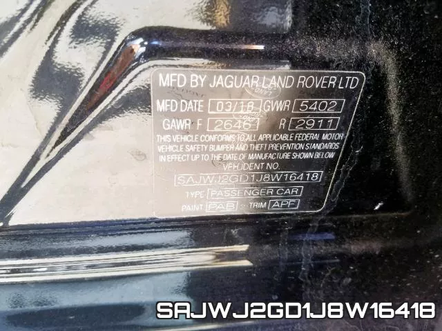 SAJWJ2GD1J8W16418 фото 2