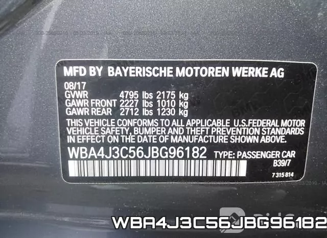 WBA4J3C56JBG96182 фото 10