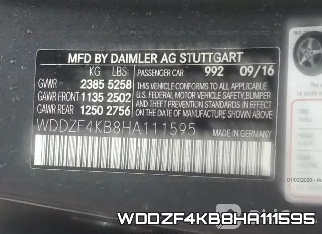 WDDZF4KB8HA111595 фото 10