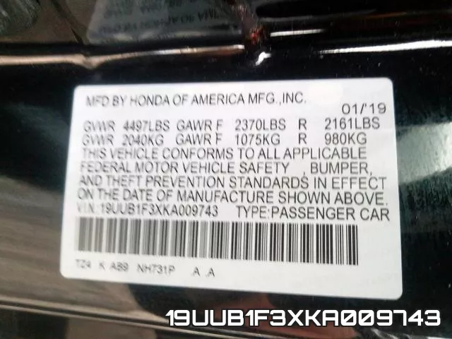 19UUB1F3XKA009743 фото 2