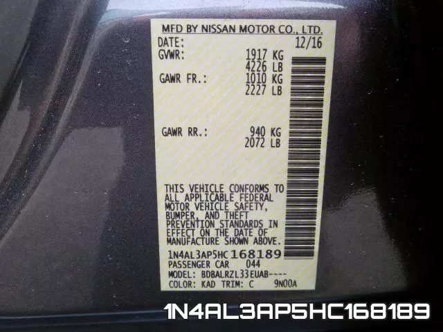 1N4AL3AP5HC168189 фото 2