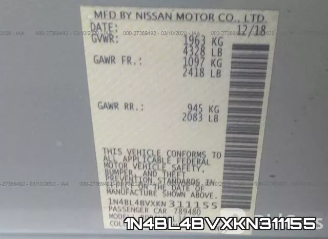 1N4BL4BVXKN311155 фото 10