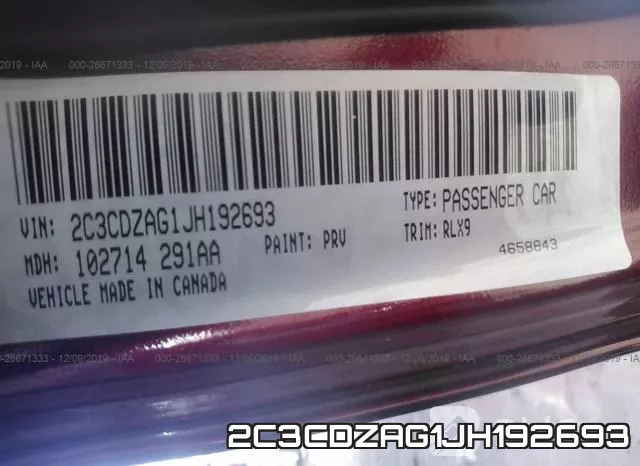 2C3CDZAG1JH192693 фото 10