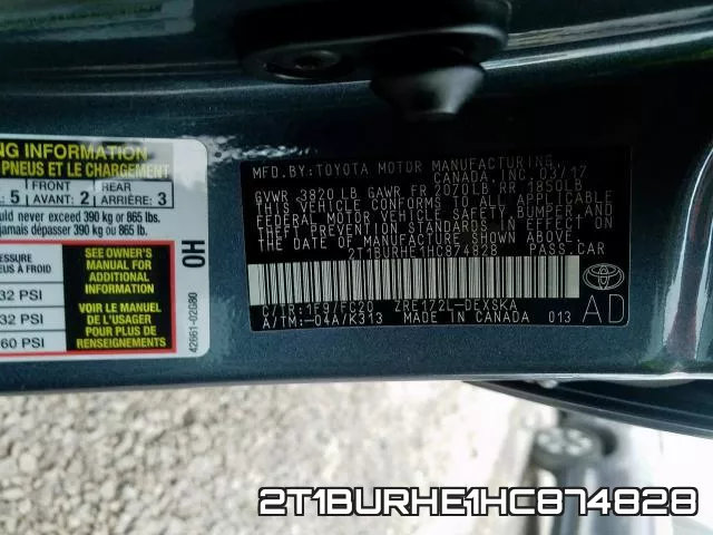 2T1BURHE1HC874828 фото 2