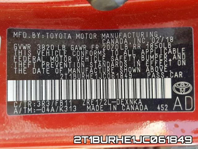 2T1BURHE1JC061849 фото 2