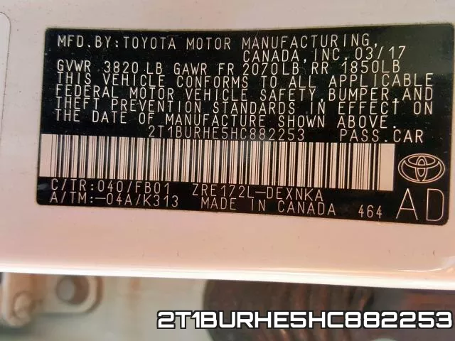 2T1BURHE5HC882253 фото 2