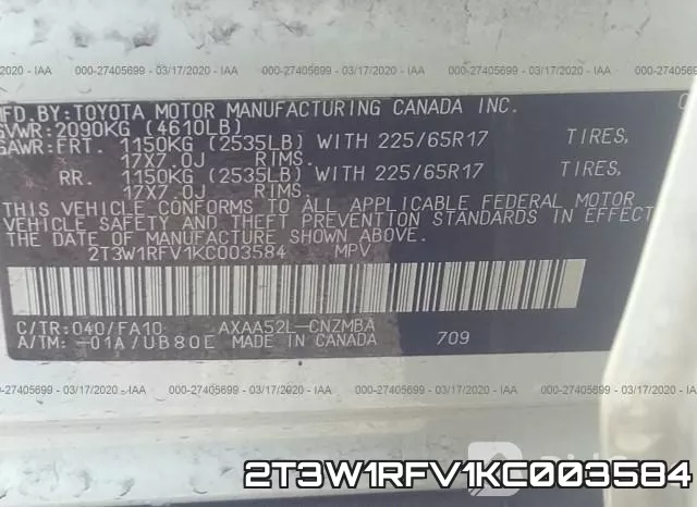 2T3W1RFV1KC003584 фото 10