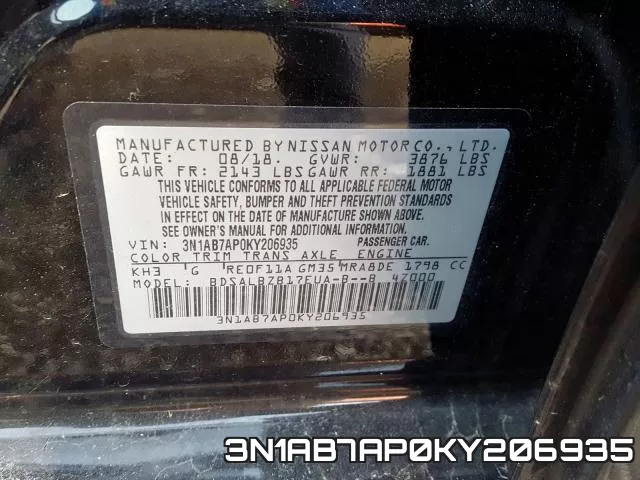 3N1AB7AP0KY206935 фото 2