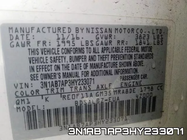 3N1AB7AP3HY233071 фото 2