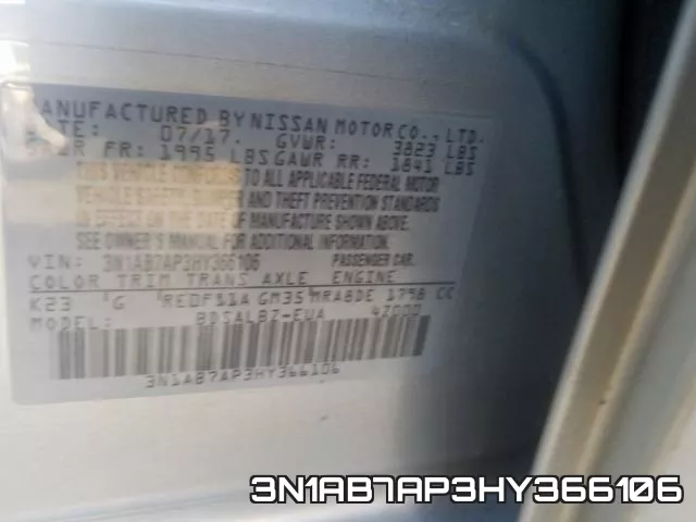 3N1AB7AP3HY366106 фото 2