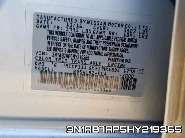 3N1AB7AP5HY219365 фото 2
