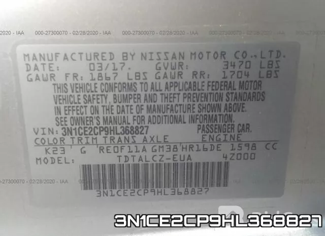 3N1CE2CP9HL368827 фото 9