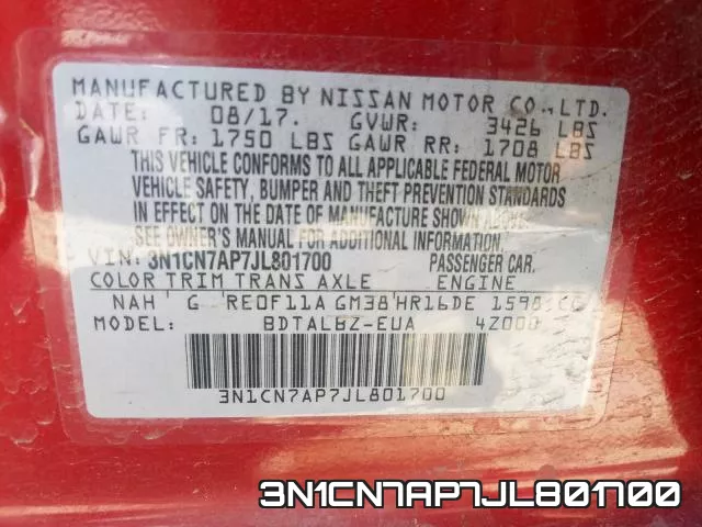 3N1CN7AP7JL801700 фото 2