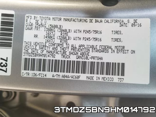 3TMDZ5BN9HM014792 фото 2