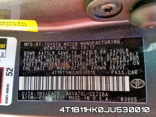 4T1B11HK0JU530010 фото 2