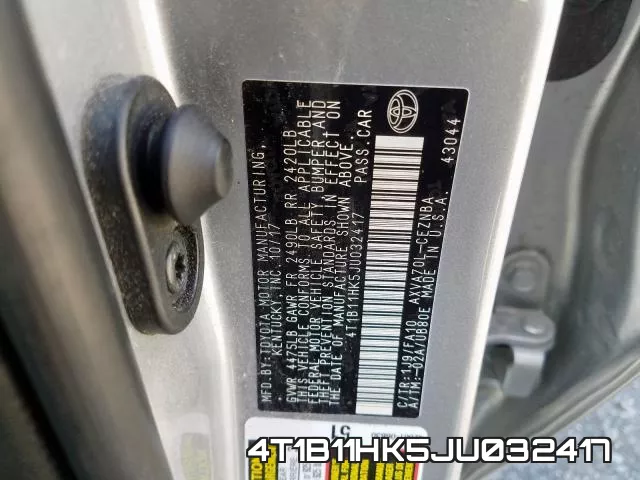 4T1B11HK5JU032417 фото 2