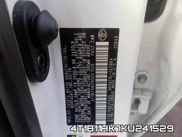4T1B11HK7KU241529 фото 2