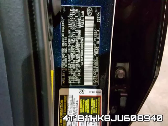 4T1B11HK8JU608940 фото 2
