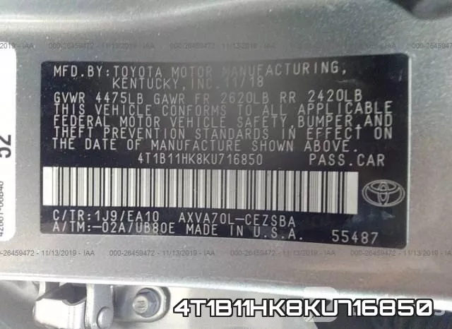 4T1B11HK8KU716850 фото 10