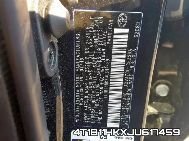 4T1B11HKXJU617459 фото 2