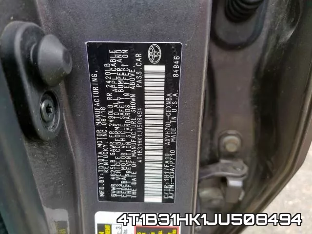 4T1B31HK1JU508494 фото 2