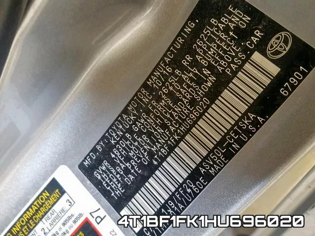 4T1BF1FK1HU696020 фото 2