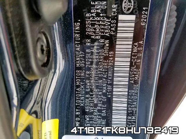 4T1BF1FK8HU792419 фото 2