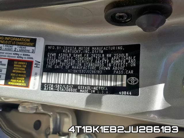 4T1BK1EB2JU286183 фото 2