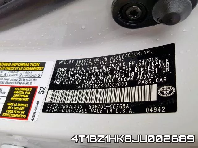 4T1BZ1HK8JU002689 фото 2
