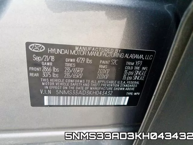 5NMS33AD3KH043432 фото 2