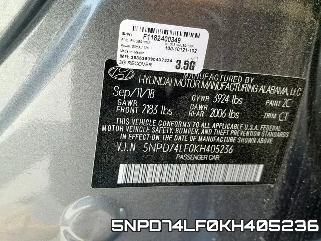 5NPD74LF0KH405236 фото 2