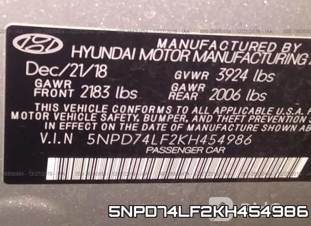 5NPD74LF2KH454986 фото 10