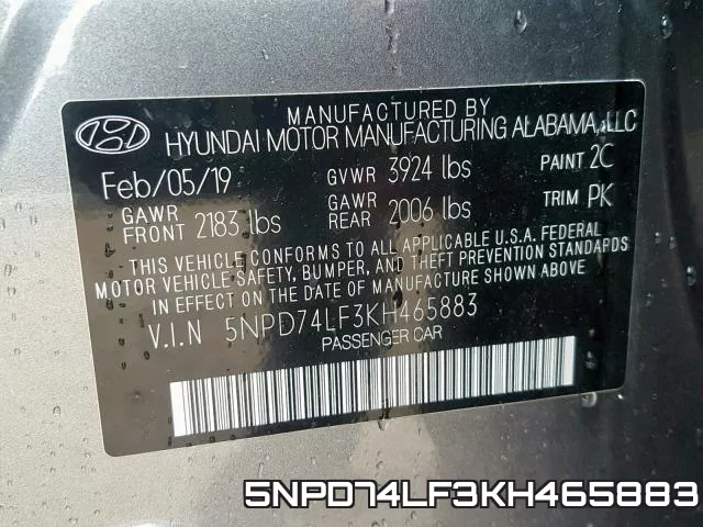 5NPD74LF3KH465883 фото 2
