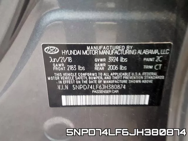5NPD74LF6JH380874 фото 2