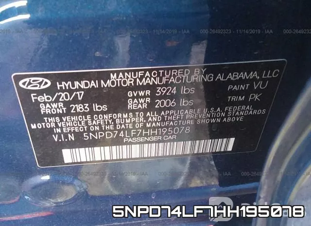 5NPD74LF7HH195078 фото 10