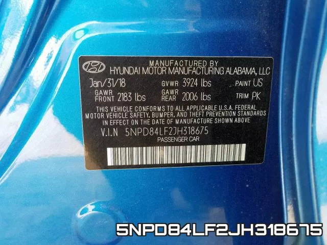 5NPD84LF2JH318675 фото 2